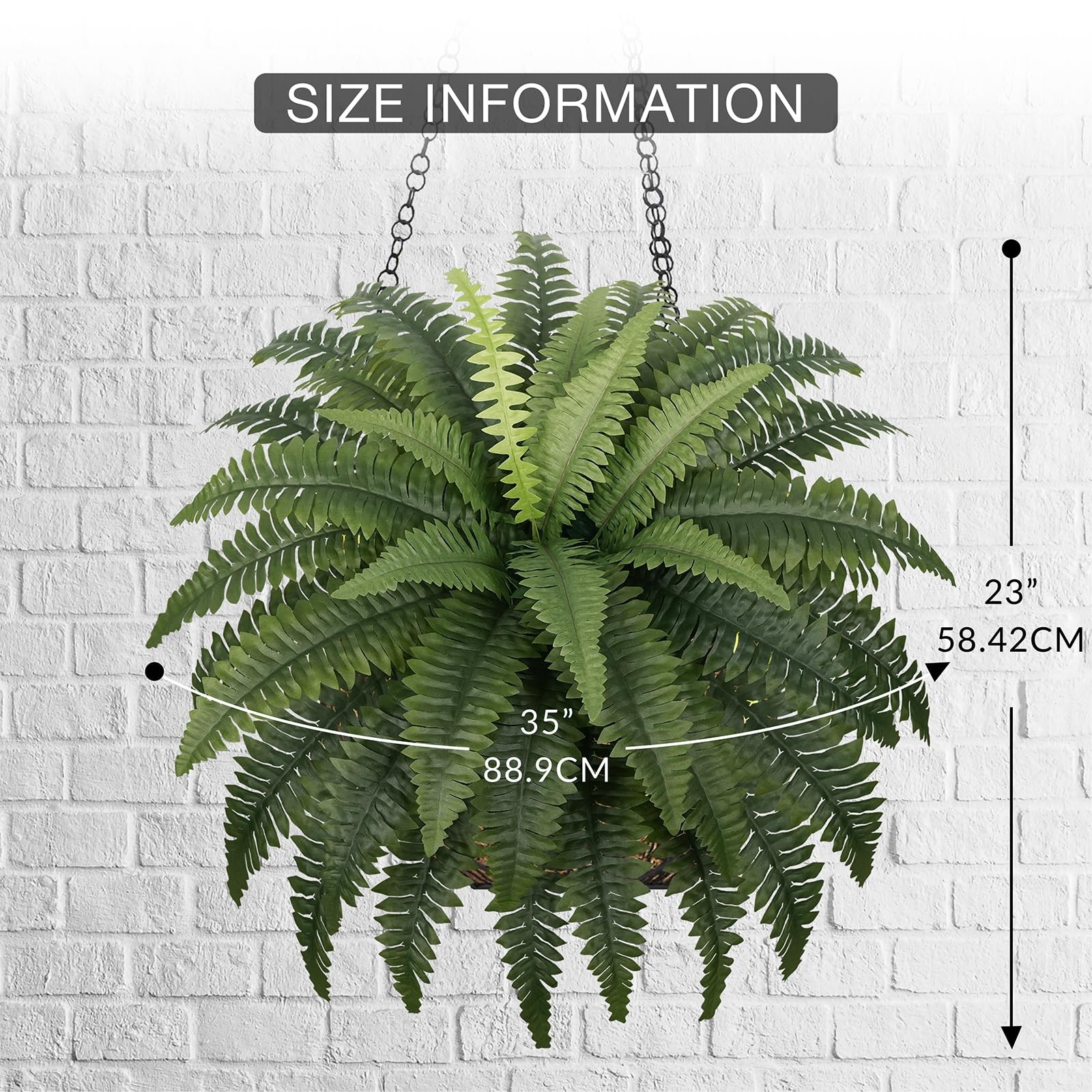 Fake Ferns Set of 2 Faux Boston Ferns Large Artificial Plants, 40 Leaves per…