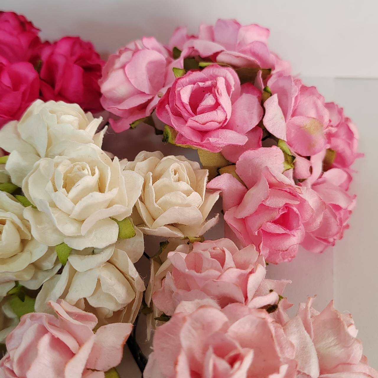 50 Mix in Pink Tone Artificial Flowers Rose Flower Paper Flower size 30-35 mm