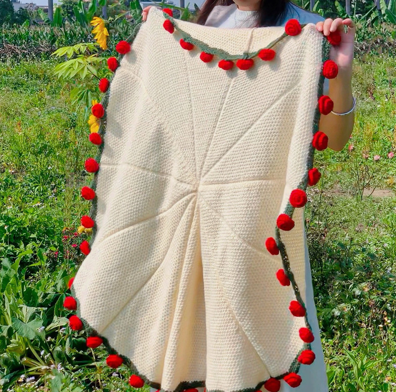 Bouquet ,DIY Handmade Crochet Rose Blanket,Knitted Throw Blankets