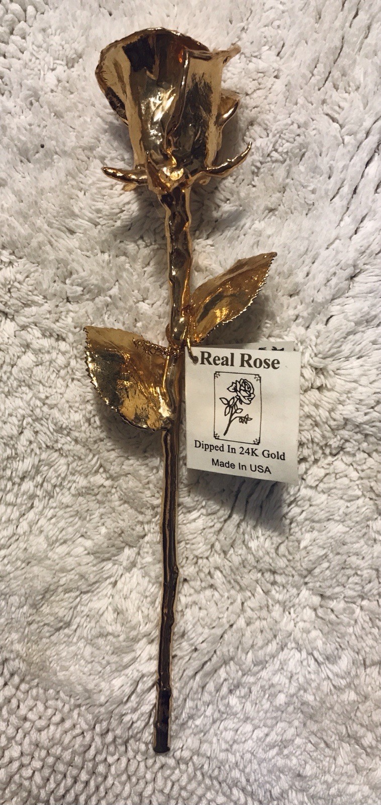 NEW Living Gold Co USA Made Real Rose Dipped in 24K Gold