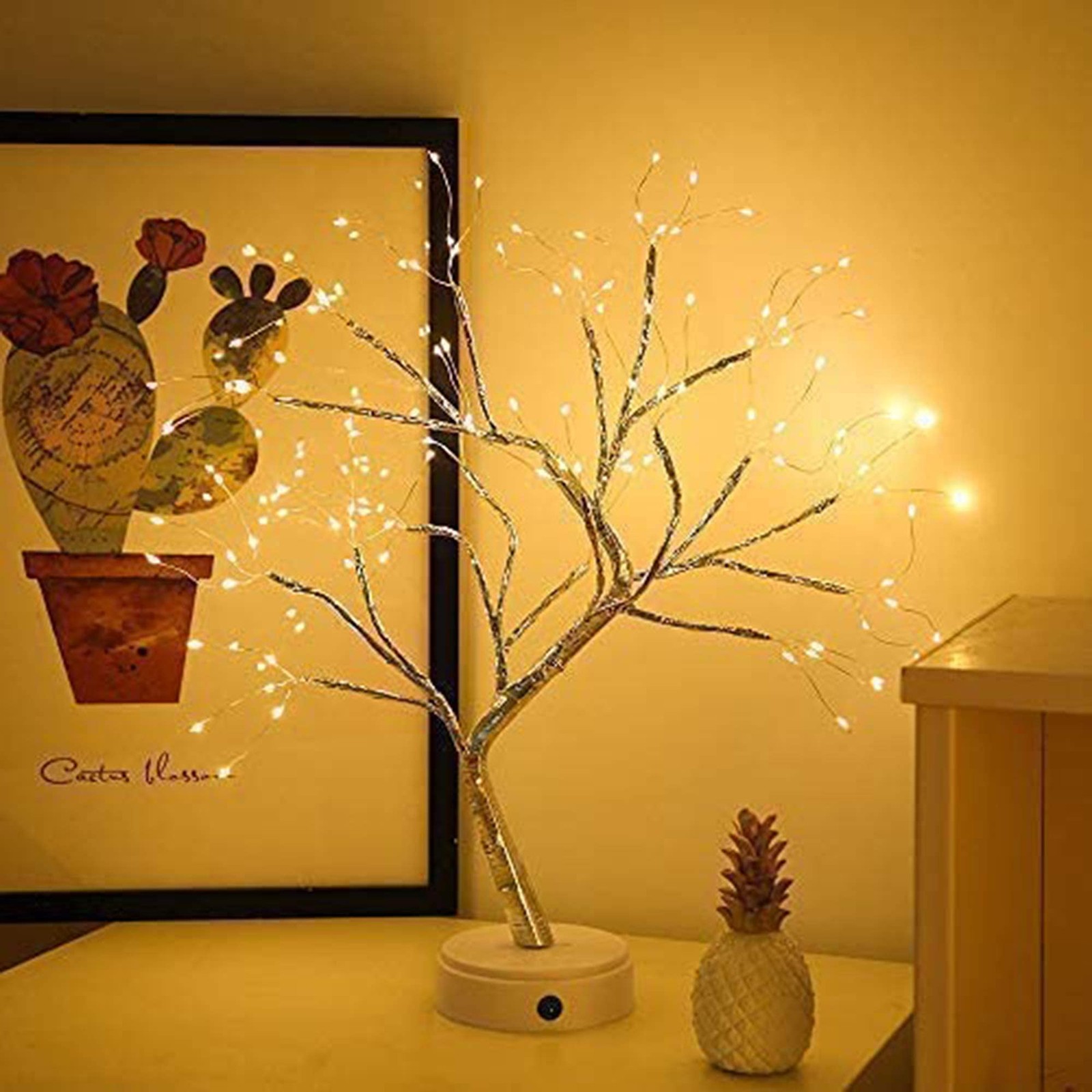 FUCHSUN 108 LED Tabletop Bonsai Tree Light USB Battery Operated Timer Silver