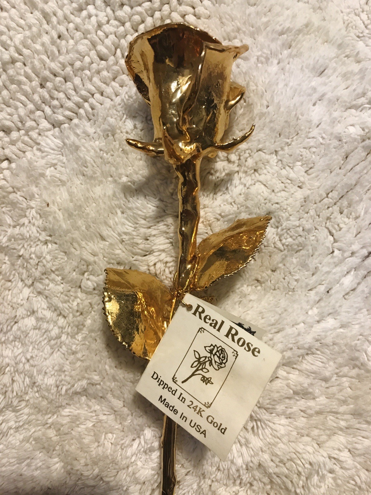 NEW Living Gold Co USA Made Real Rose Dipped in 24K Gold