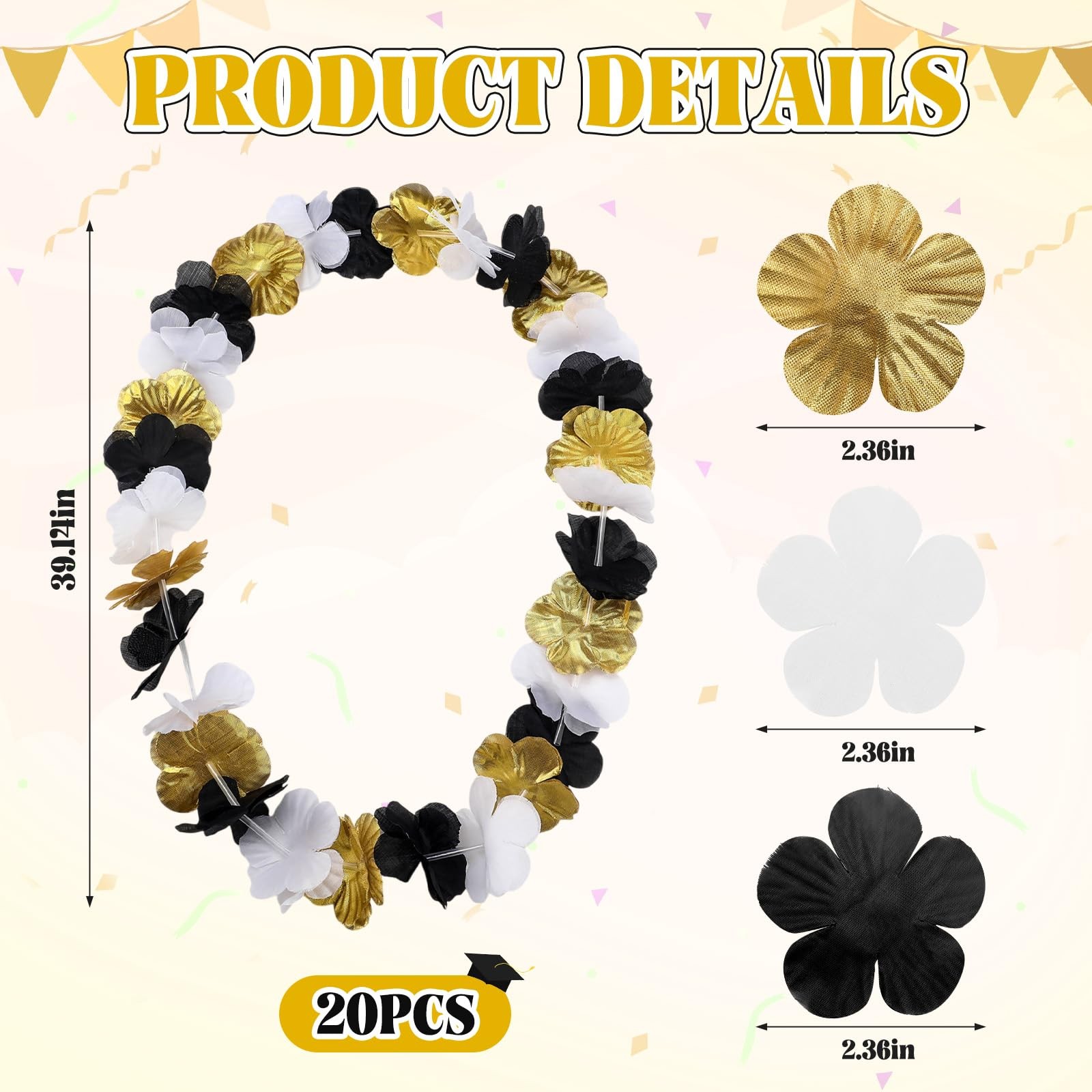 20 Pcs Bulk Graduation Leis Class of 2026 Hawaiian Leis Flower Necklaces 39.4…