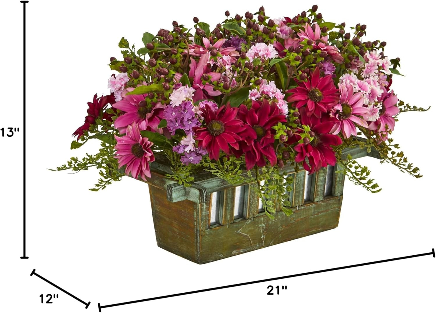 Pink Daisy Arrangement in Decorative Planter – Artificial Flower Decor