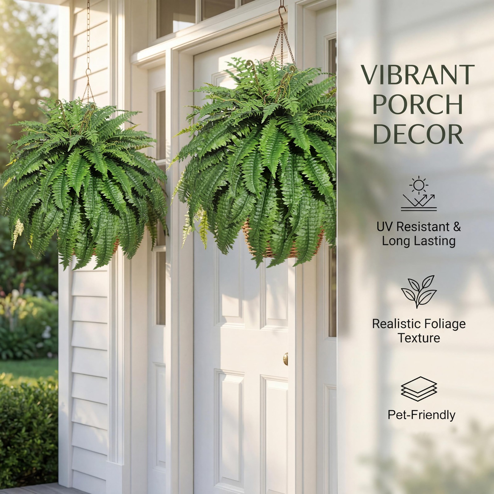 Large Artificial Ferns for Outdoor 98 Branches Fake Fern 48″ Faux Boston Fern…
