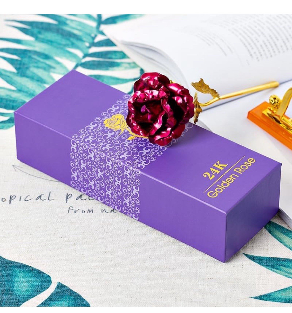 24K Gold Foil Rose Gift – Golden & Pink – Forever Love Present