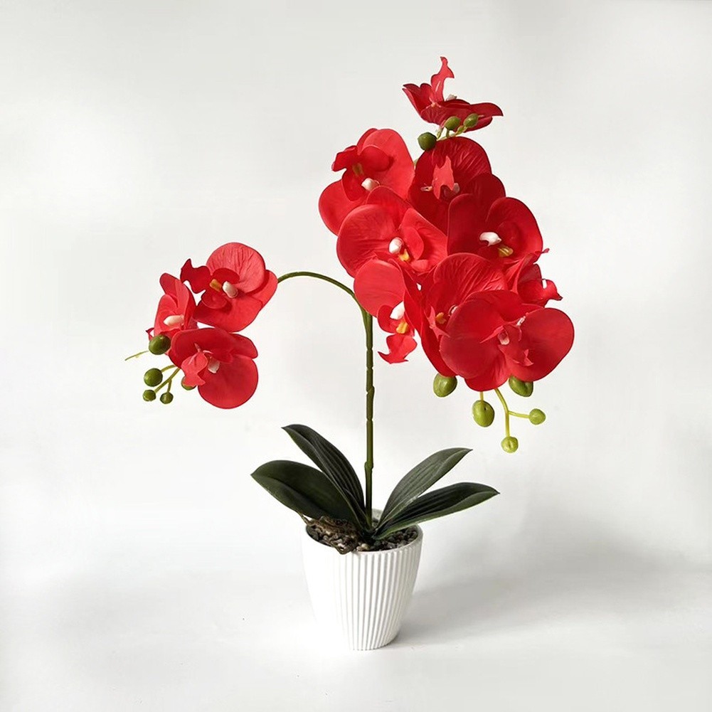 For Home Decor Fake Butterfly Orchid in Stone Pot 16.53in/42cm No Maintenance