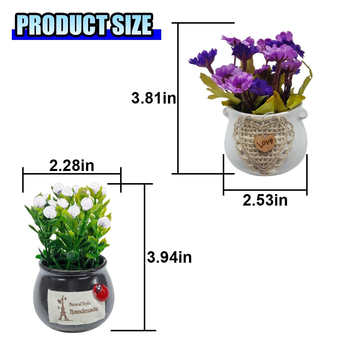 2PCS Cute Flower Bouquet in Pottery Vase Car Dashboard Ornament for Interior …