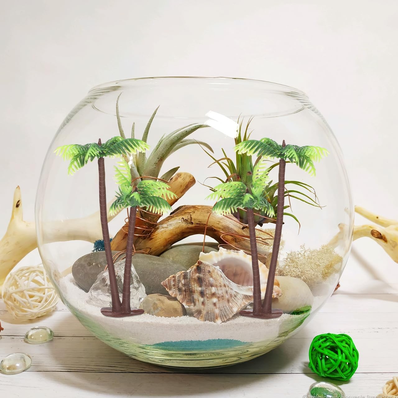 Artificial Plants Miniature Palm Tree Mini Artificial Tropical Tree Coconuts …