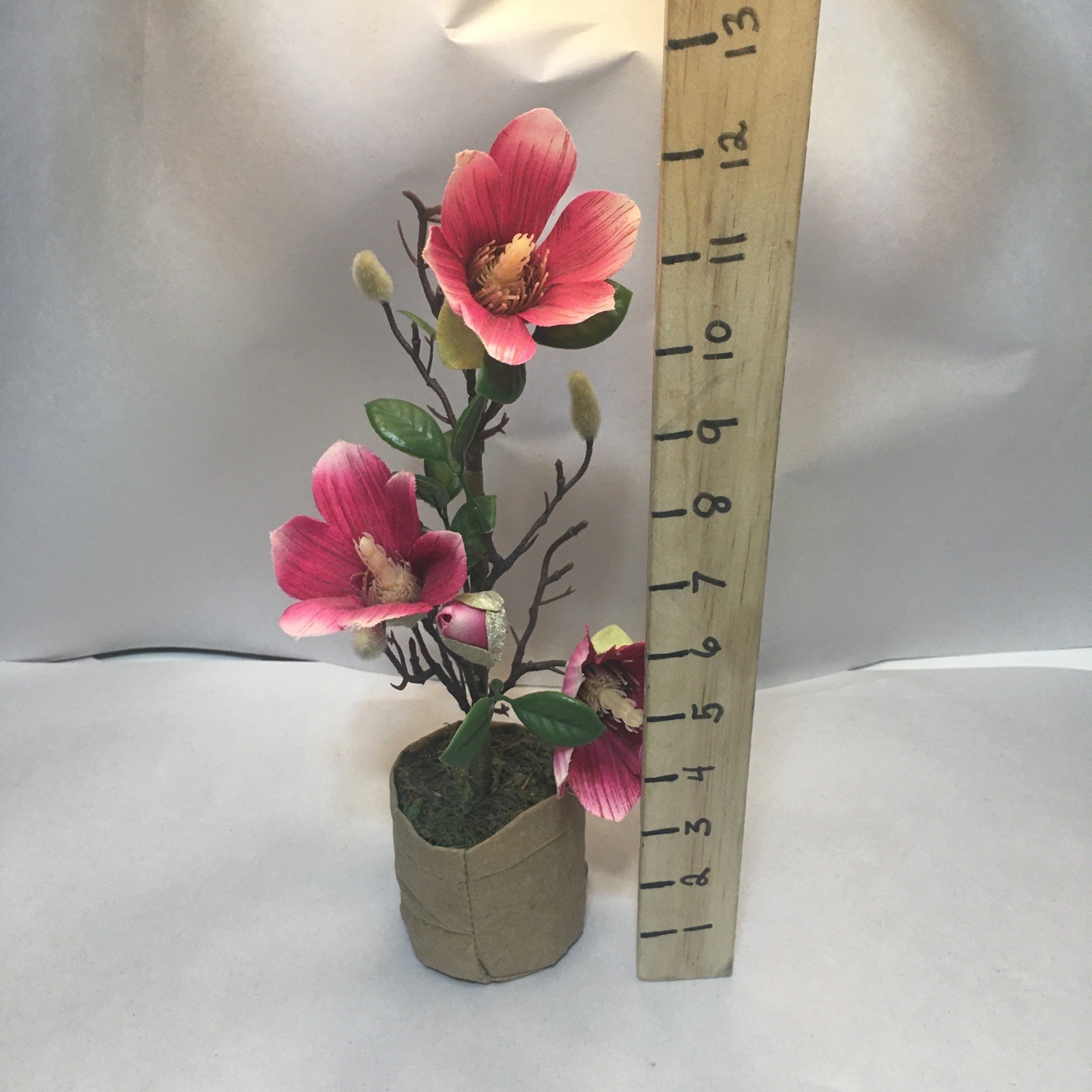 Artificial Japanese Magnolia Flowers in Paper Pot