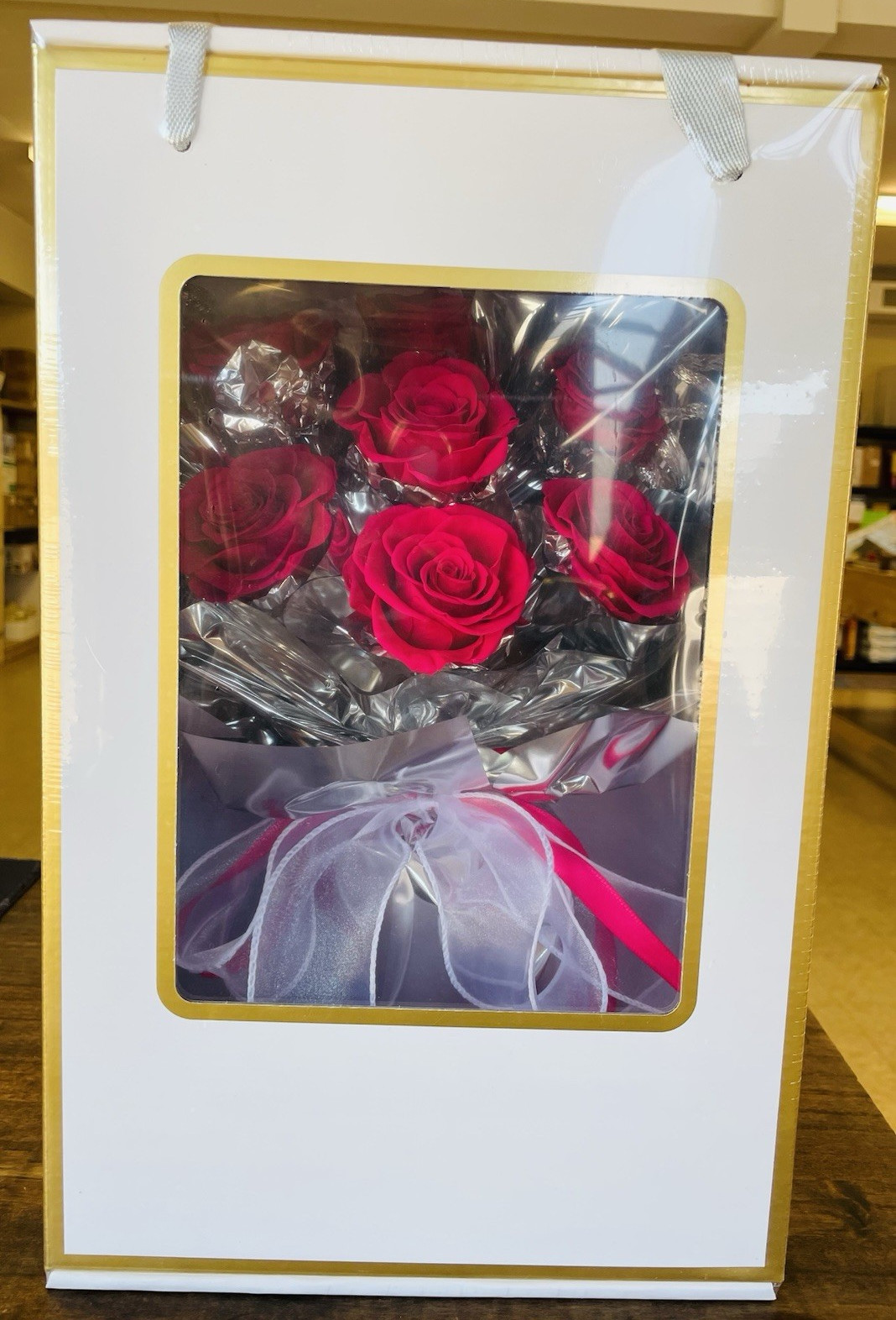 Artificial Red Rose Flower Arrangement & Centerpiece in Gift Box