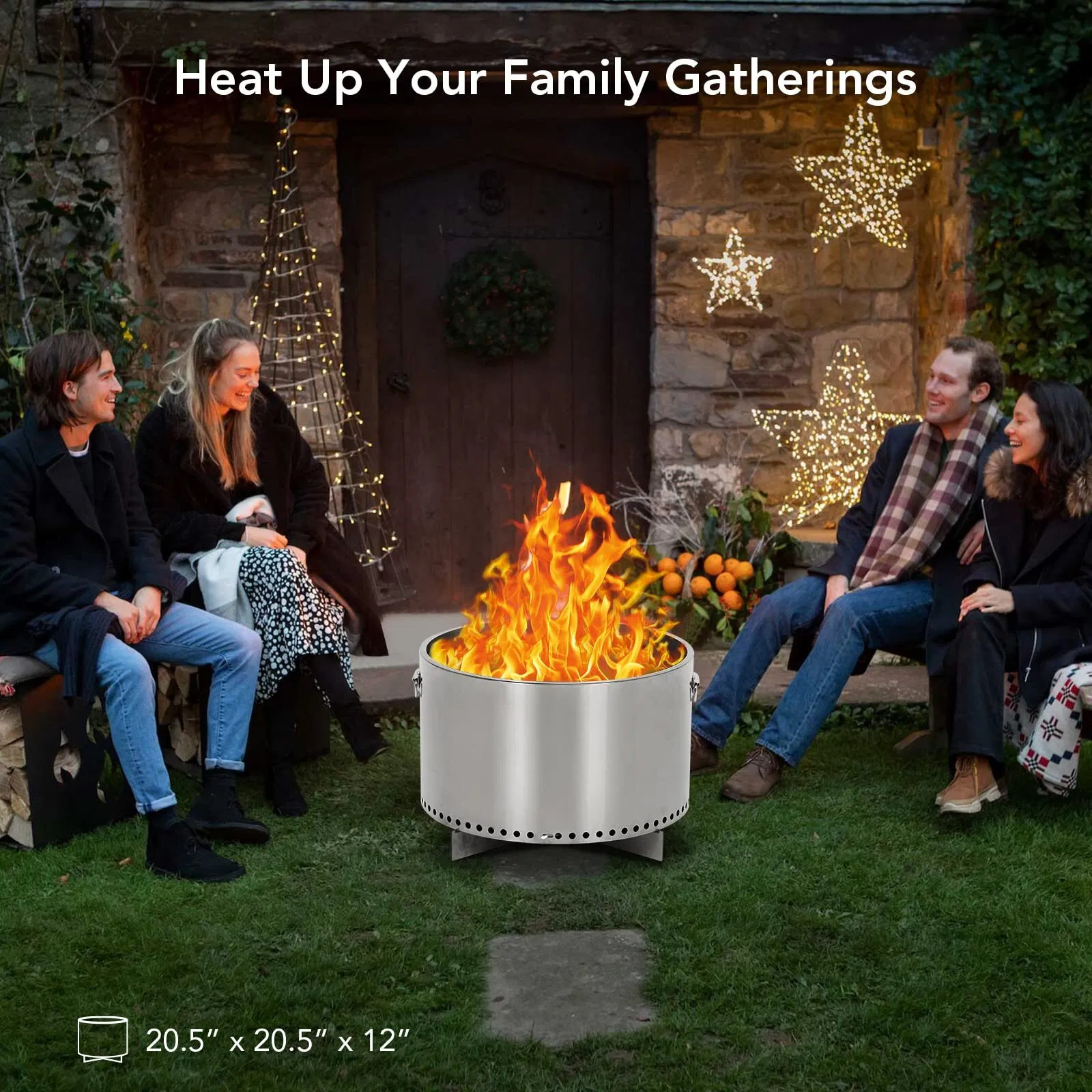 US GARVEE 20.5 Inch Smokeless Fire Pit With Air Switch And Handle Wood Burning P