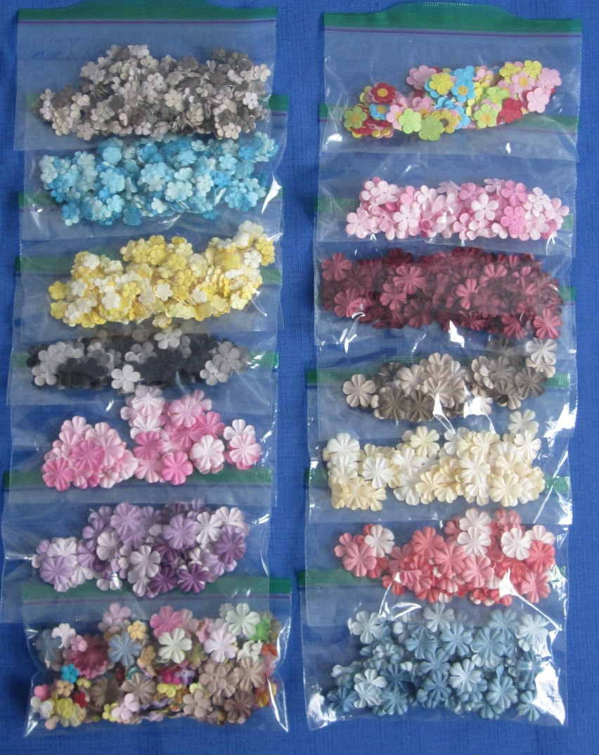 #1 Lot-14 Bags Used Mulberry Paper Flower Petals .5″-1″ Multiple Colors Sizes