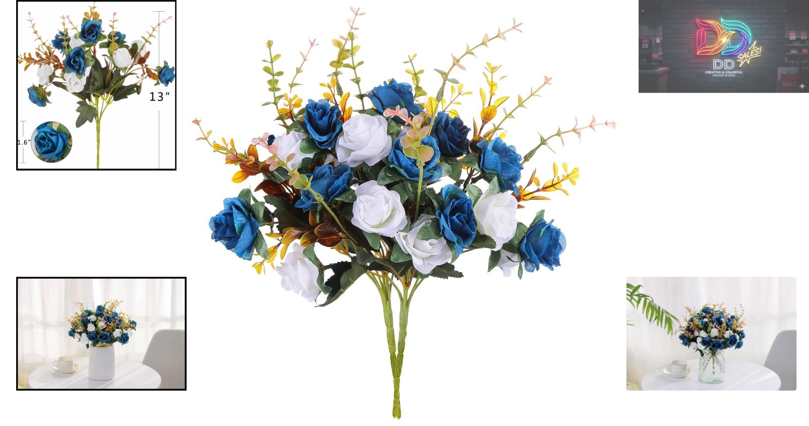 Elegant Dark Blue Artificial Rose Flowers — Realistic, Durable & Perfect for …