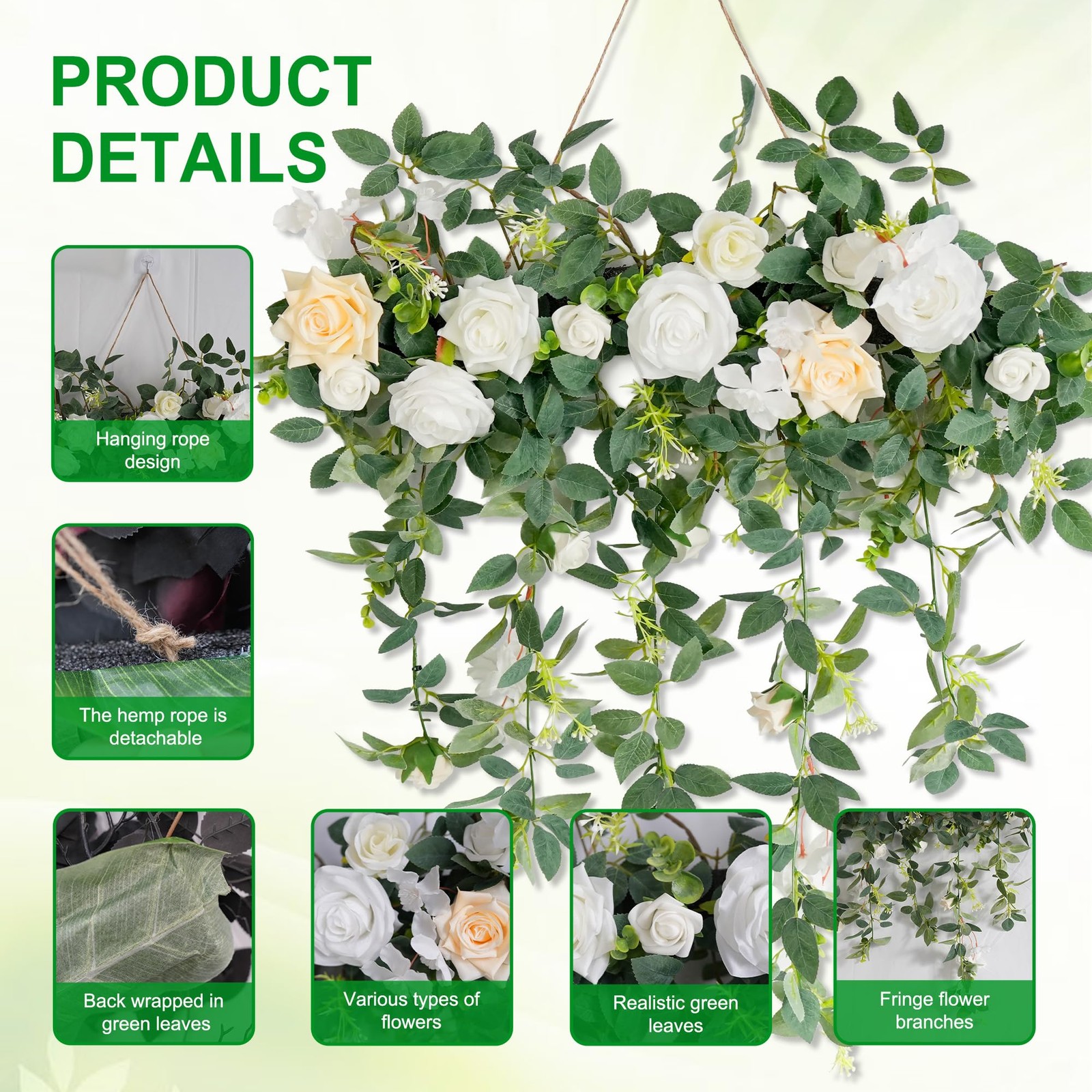 Wedding Arch Flowers，Floral Decor Hanging Artificial Flowers for Decoration F…