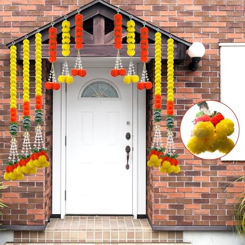 11PCS Diwali Decorations Marigold Garland for Home, Artificial 11pcs Yellow