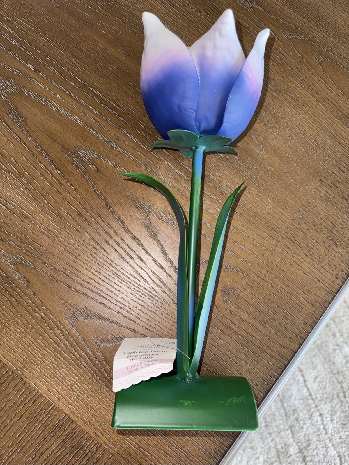 Large Metal Flower Sculpture Tabletop Decor Purple Pink Spring NWT