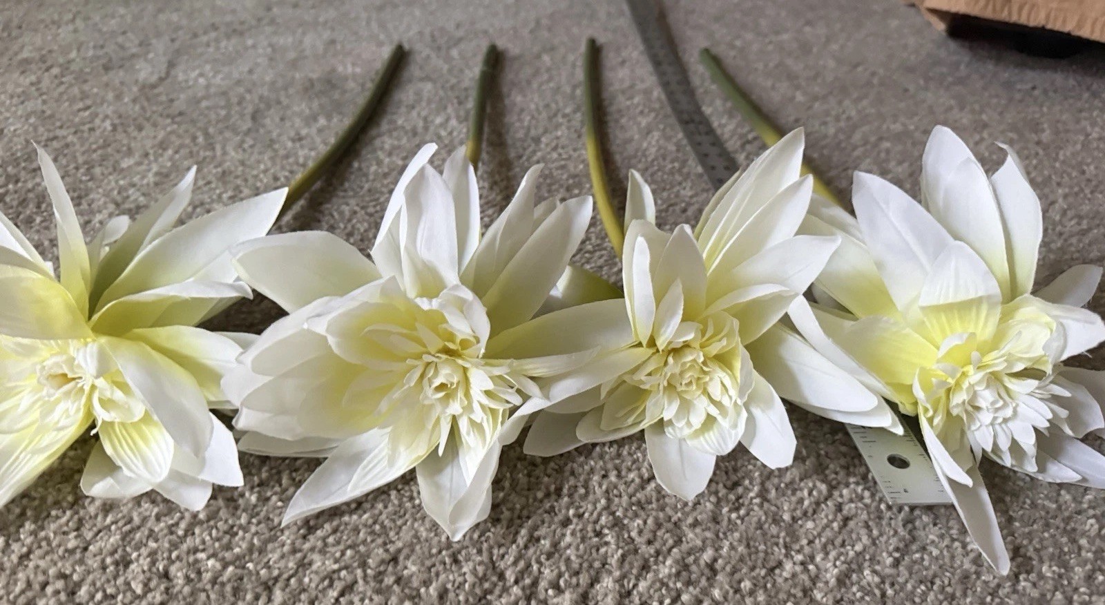 White Artificial Water Lily Flowers Floral Stems 26” Decor