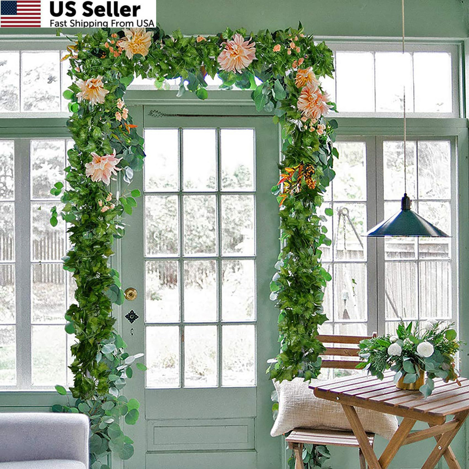 DearHouse 84 Feet 12 Strands Artificial Ivy Leaf Plants Vine 84 Feet, Green