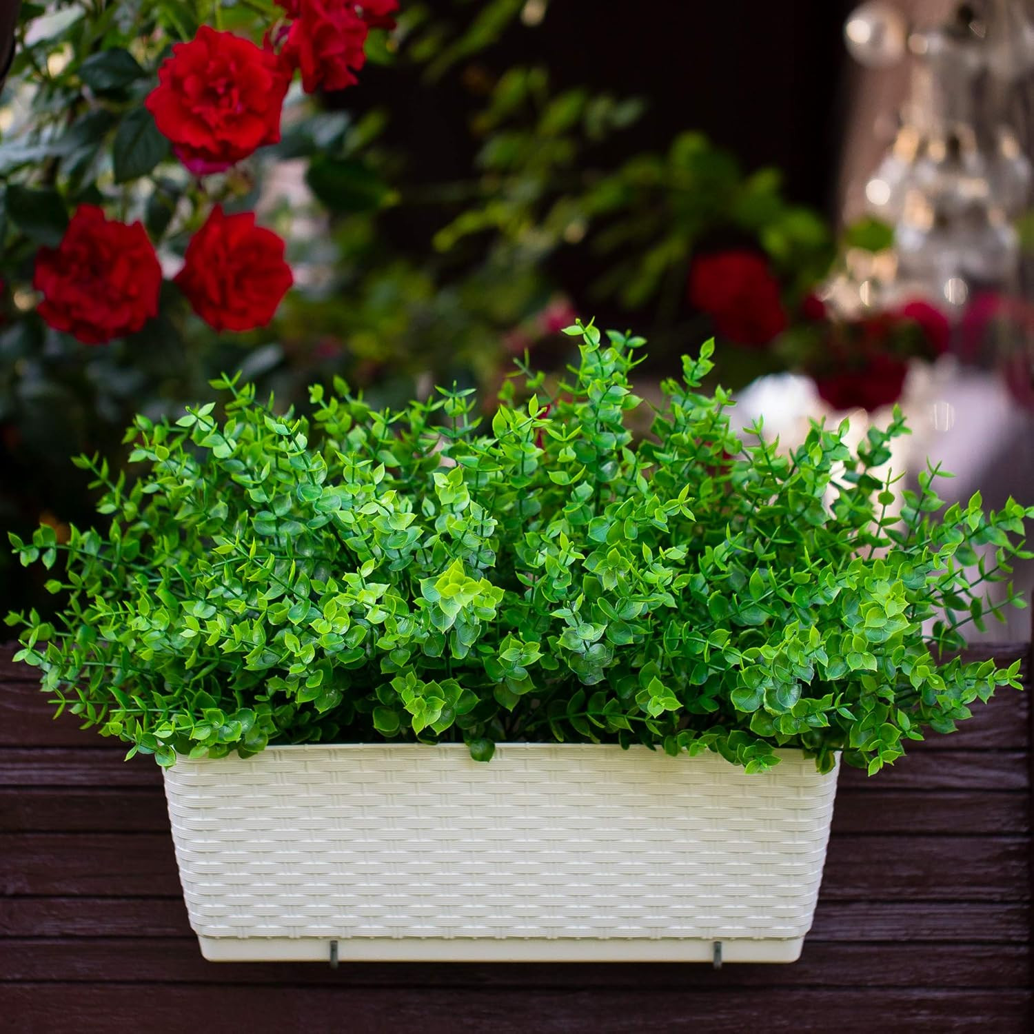 Fake Plants Flowers Outdoor Artificial Shrubs – 16 Bundles UV Resistant No Fade