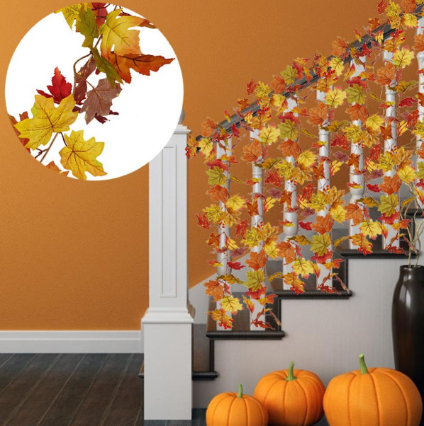 4 Pack Fall Garland Maple Leaf 6ft Foliage Mantle Vine Door Wall Decor Autumn