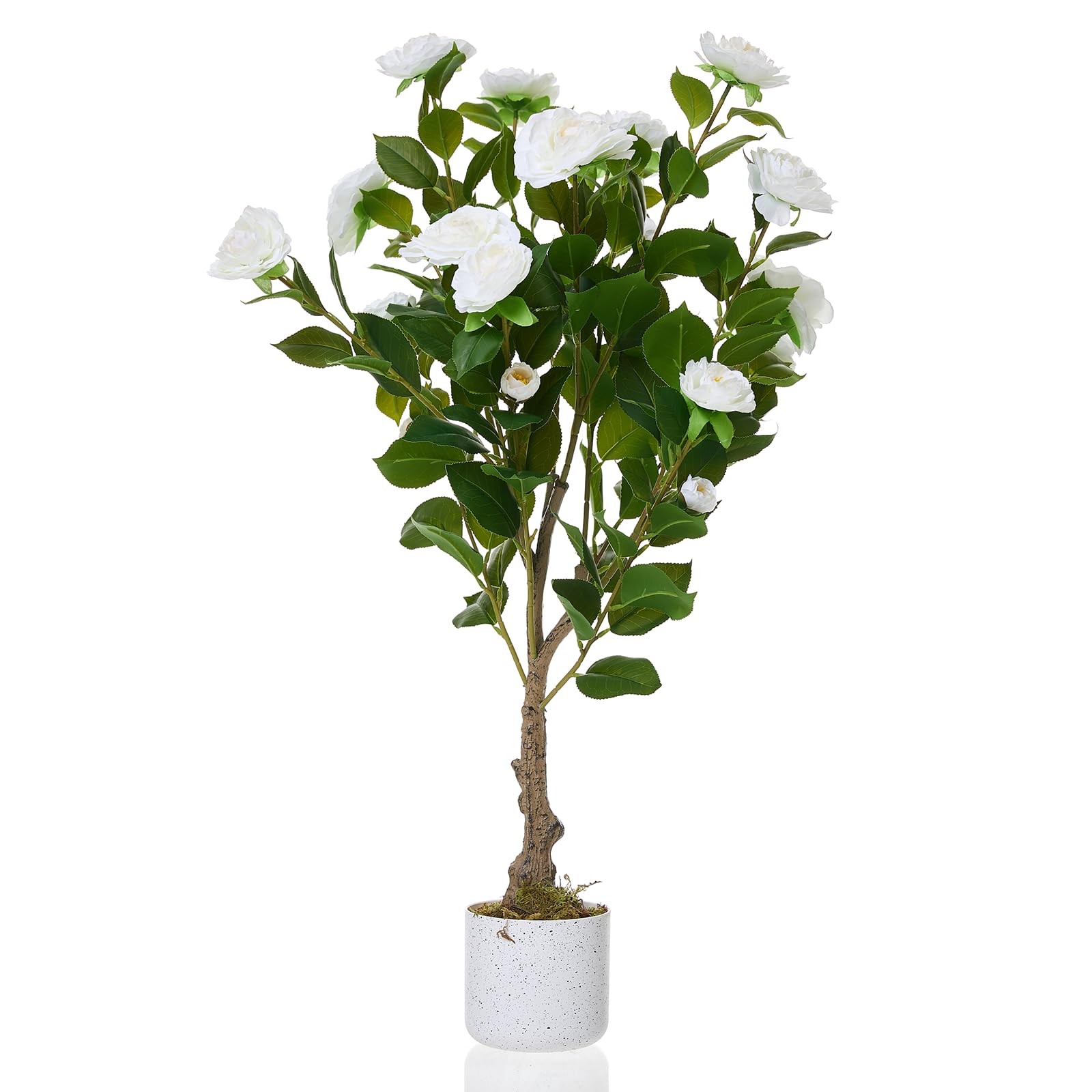 2.8FT Artificial Camellia Tree 1Pcs for Indoor Porch Decor, Realistic Faux Pl…