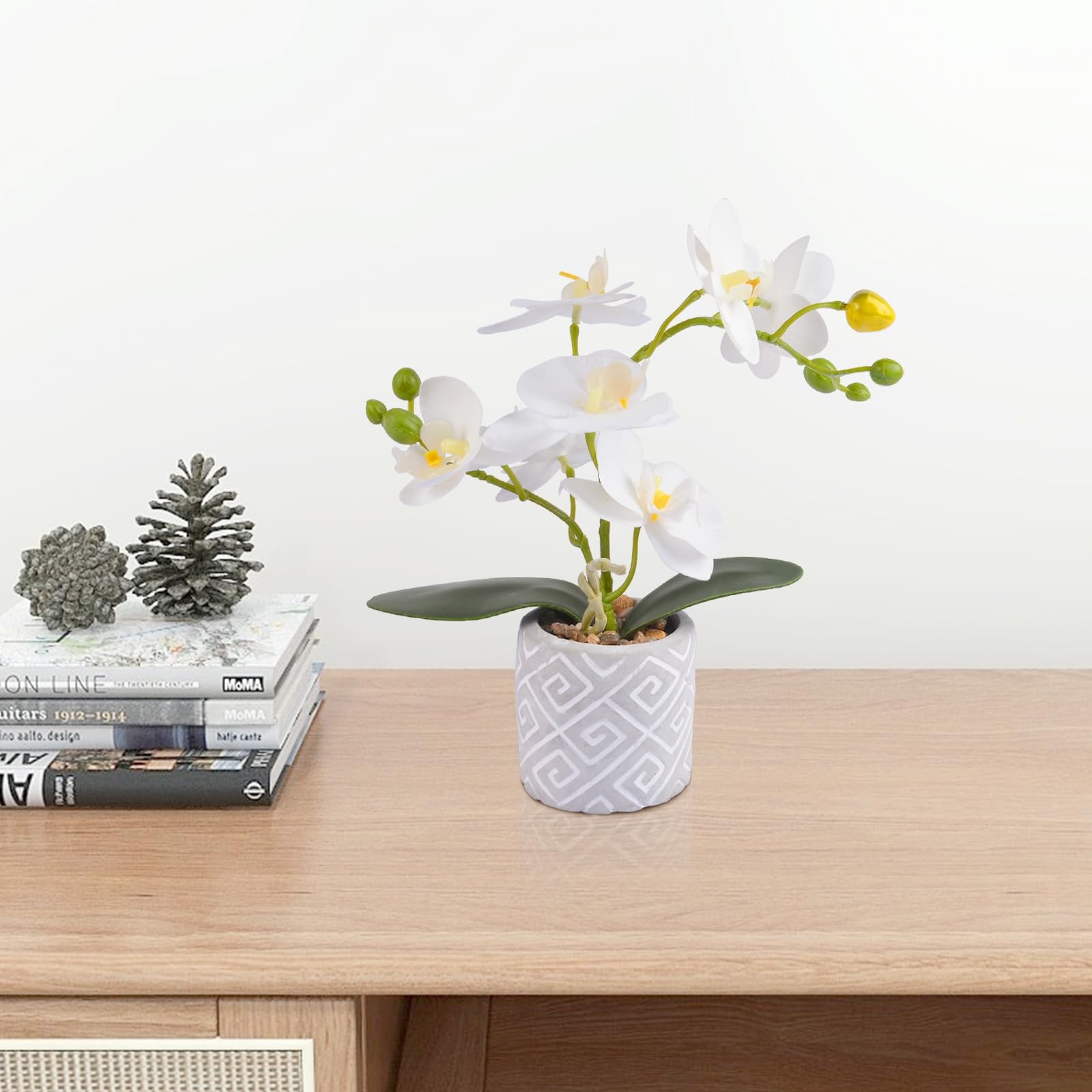 Artificial Orchids Flowers in Pot Real Touch Faux Orchids Flowers with Vase S
