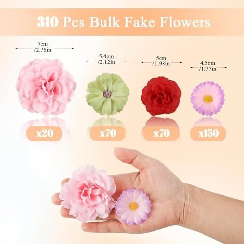 310Pcs Mini Artificial Flower Heads – Silk Daisy Buds for DIY Crafts, Weddings,