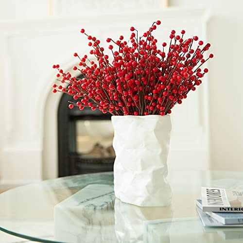 12 Pack Berry Stems – 12.6” Holly Berry Stems for Christmas Tree 12pack