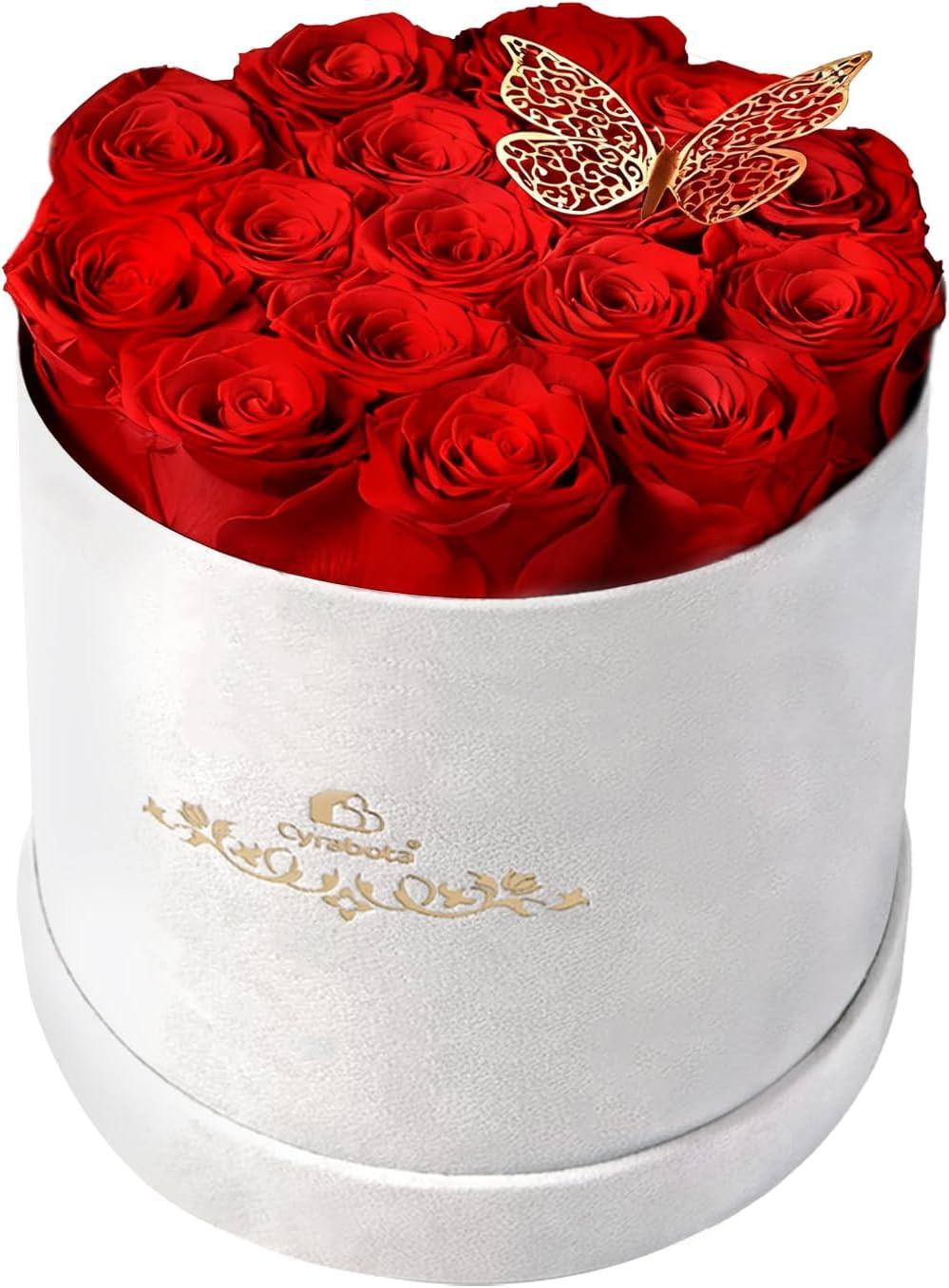16 Pink Preserved Flowers in round Gift Box, Forever Flowers Eternal Roses for M