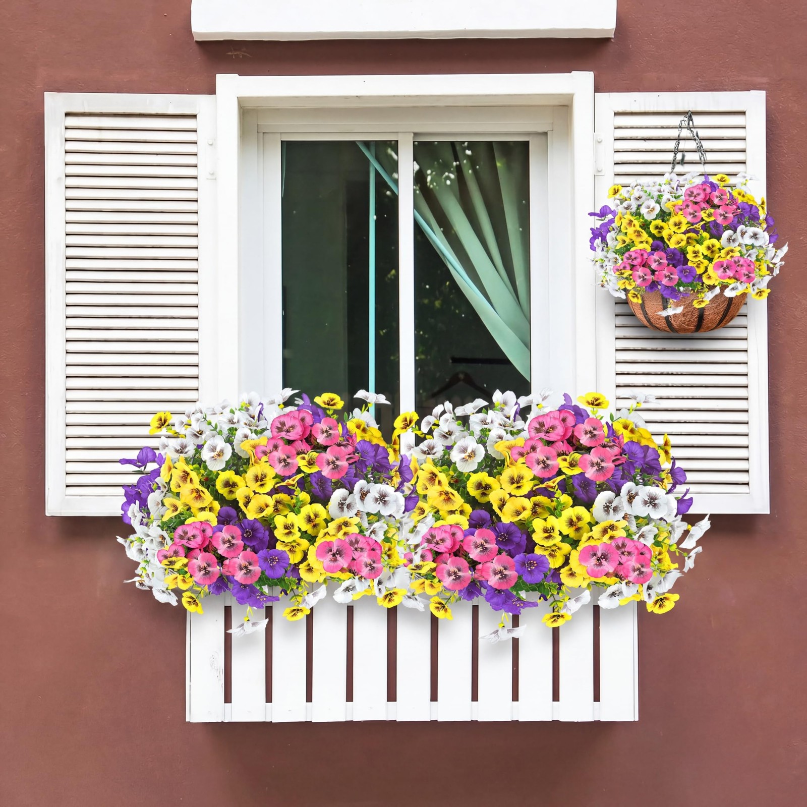 Artificial Pansy Flowers for Outdoors 12 Bundles Realistic Faux Plants UV Res…