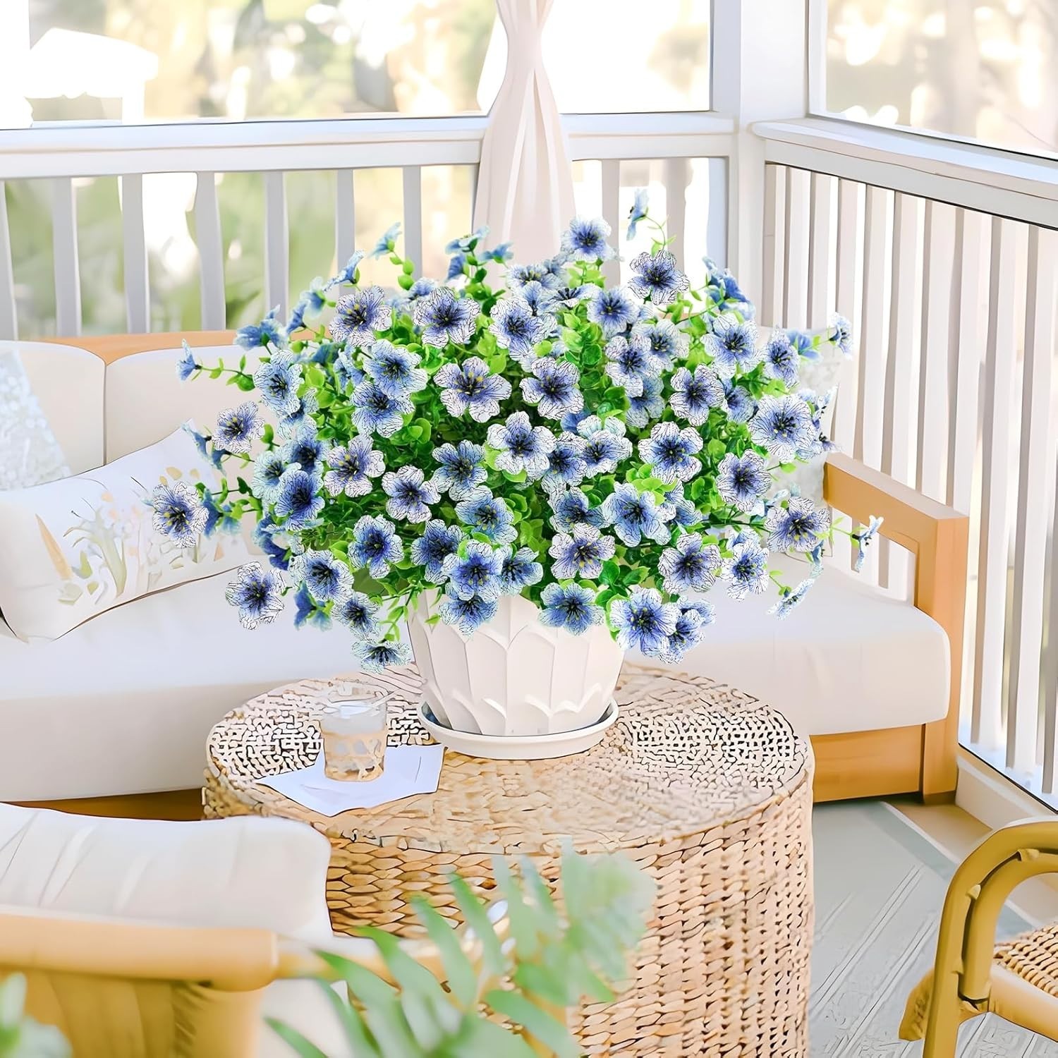 Vibrant Blue 14in Artificial Daisy Bundles – Indoor & Outdoor Decor Solution
