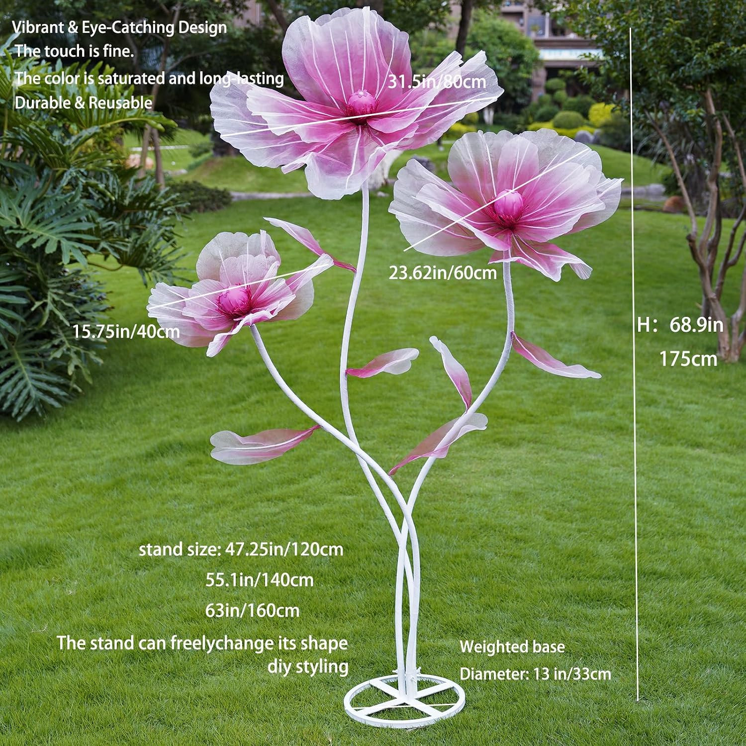 Giant Flowers for Decoration with Stand,Oversized Artificial Flowers for Wedding