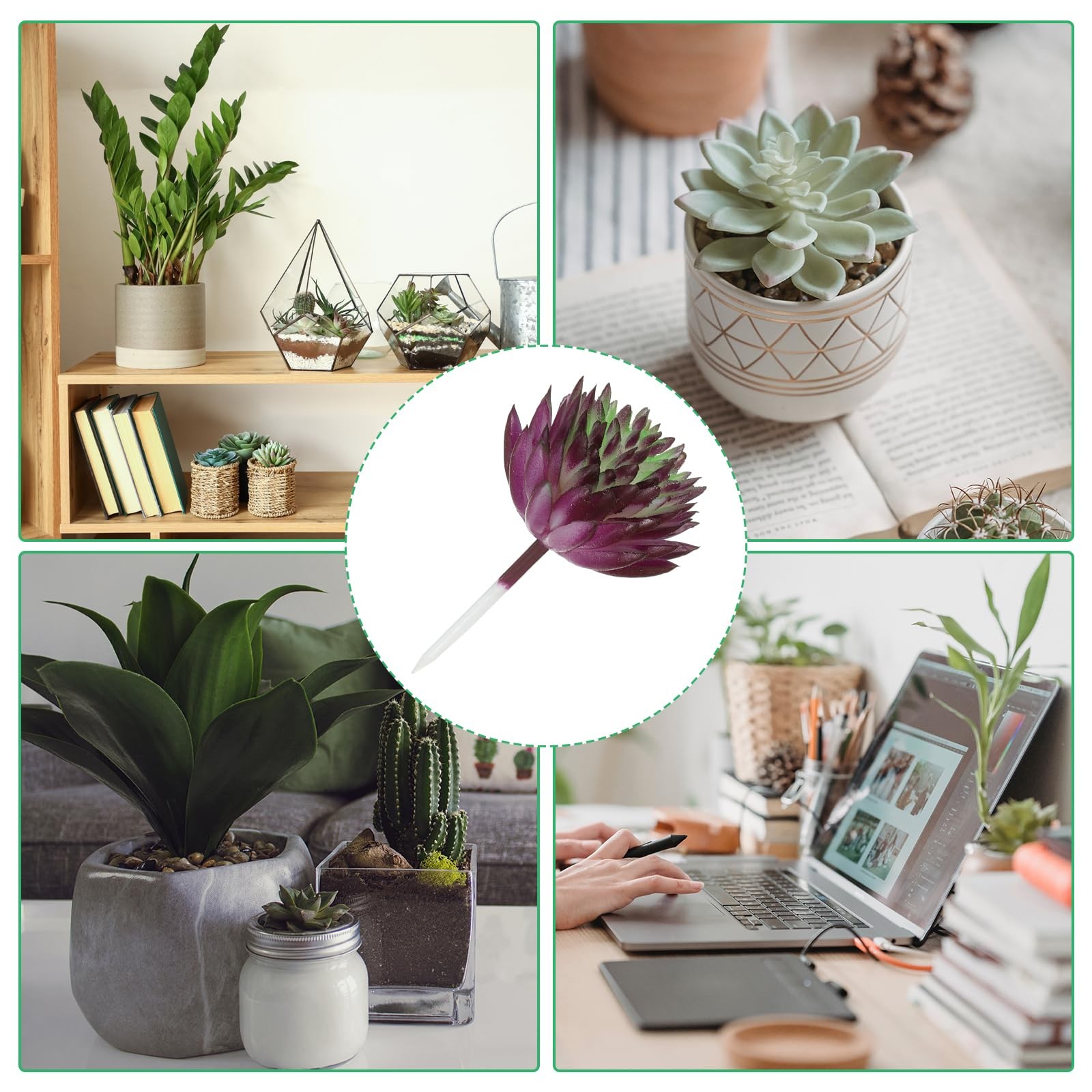 Mini Artificial Succulents, 2 Pack Unpotted Faux Succulent Picks Fake Succule…
