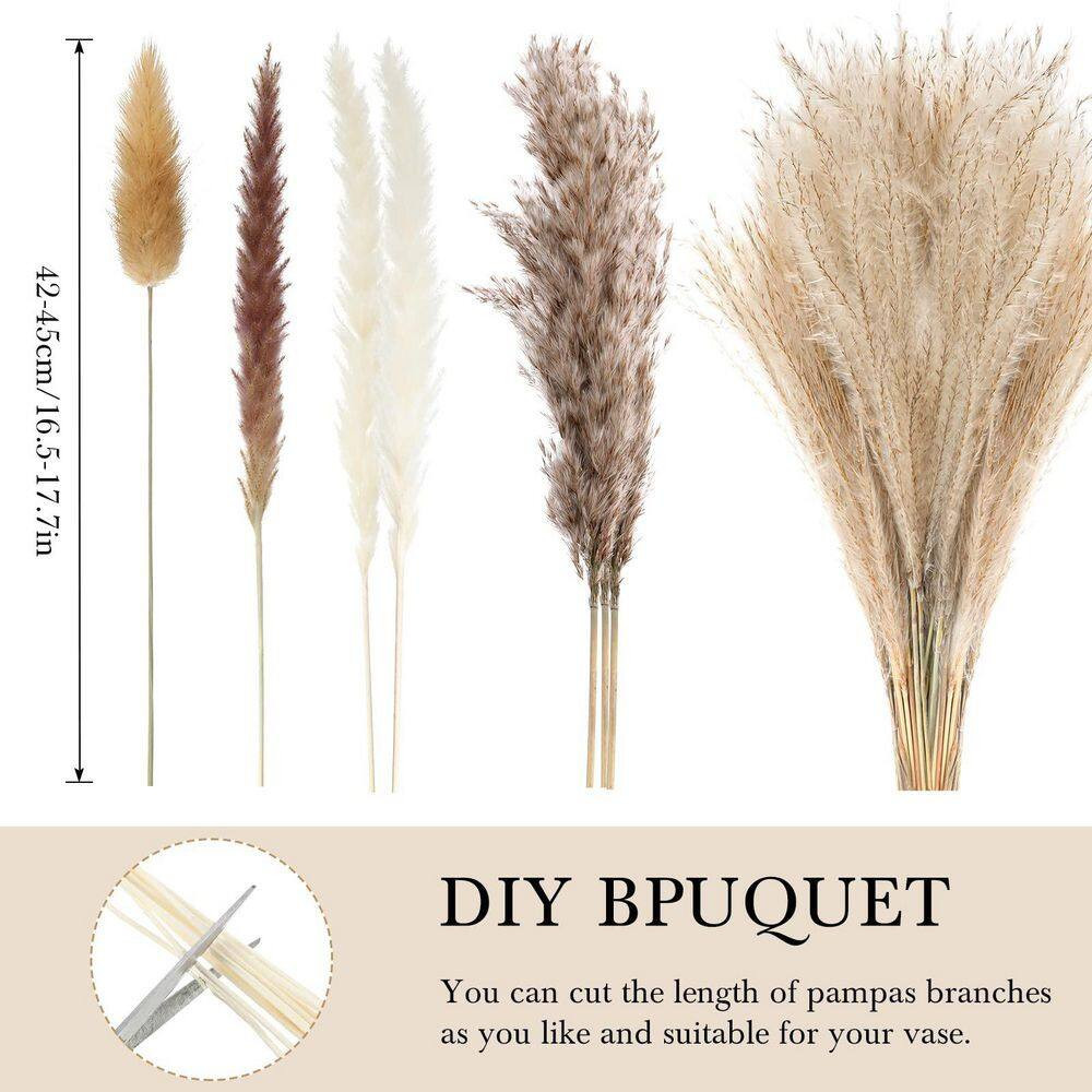 4.02 In. 324-Pieces White Artificial Plant Pampas Grass Reed Grass Bunny Tails D