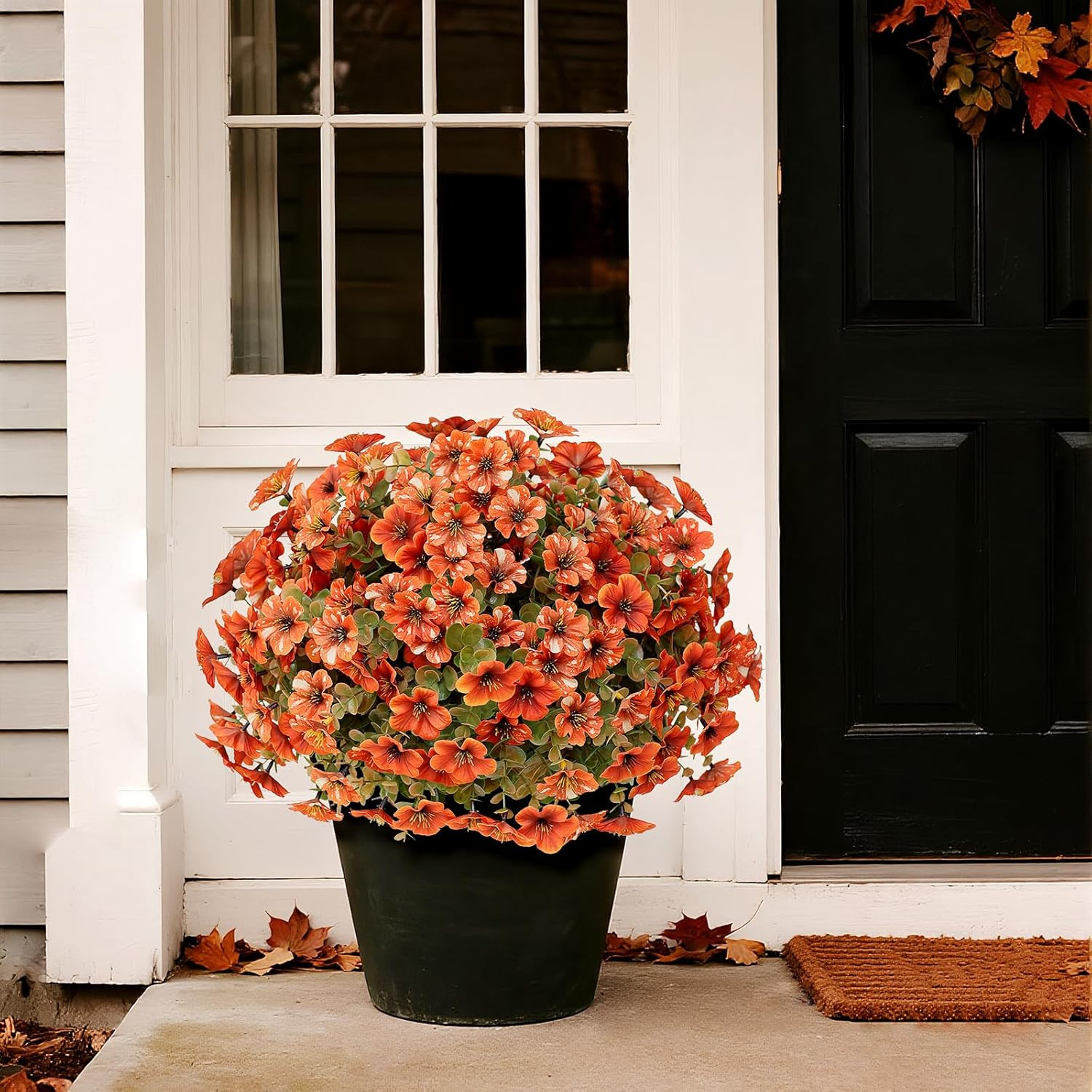 17″ Faux Petunia Topiary Set – Fall Outdoor Decor for Home & Garden