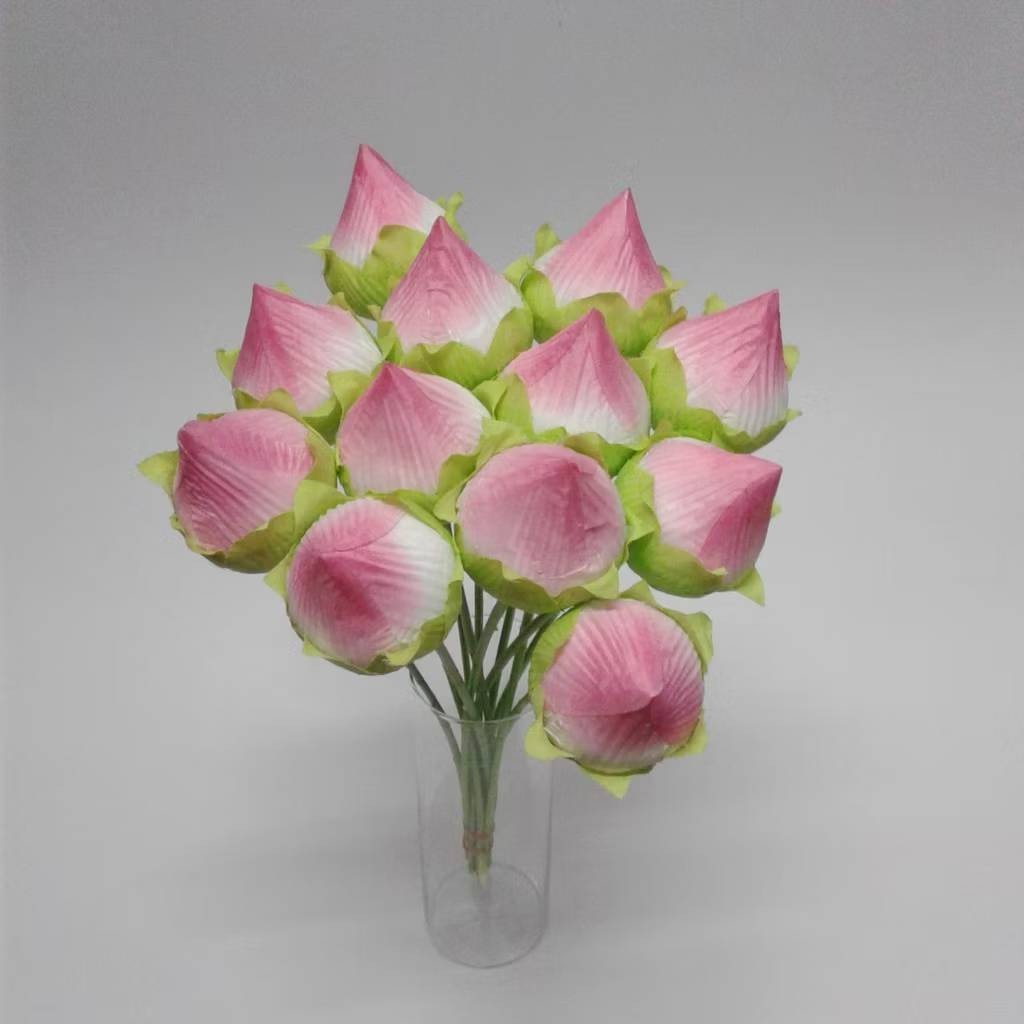 10x Fake Lotus Flower Bud Set 50cm Tall Artificial Flowers Vase Altar Decor