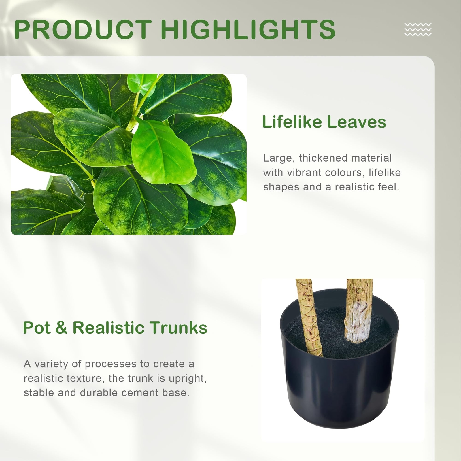 VECELO Artificial Fiddle Leaf Fig Tree 4FT(51in), Tall Fake Floor Plants with…