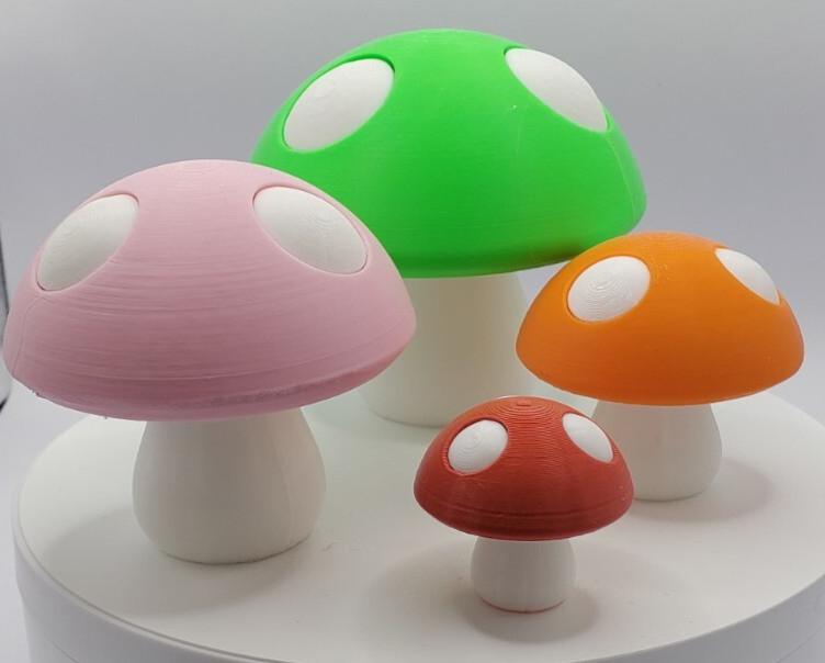 3d printed mushrooms – Set of four
