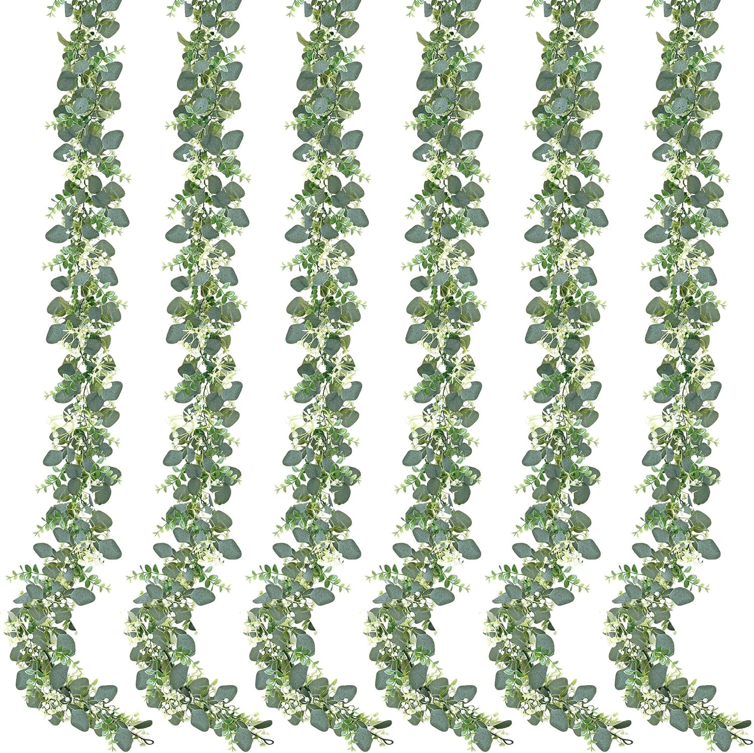 6 Pack Artificial Eucalyptus Garland Eucalyptus Leaves Vines Greenery Garland Fa
