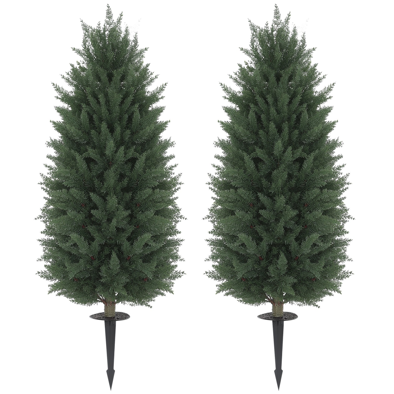 HOMCOM Artificial Cedar Trees Set of 2, 43.3″, Used