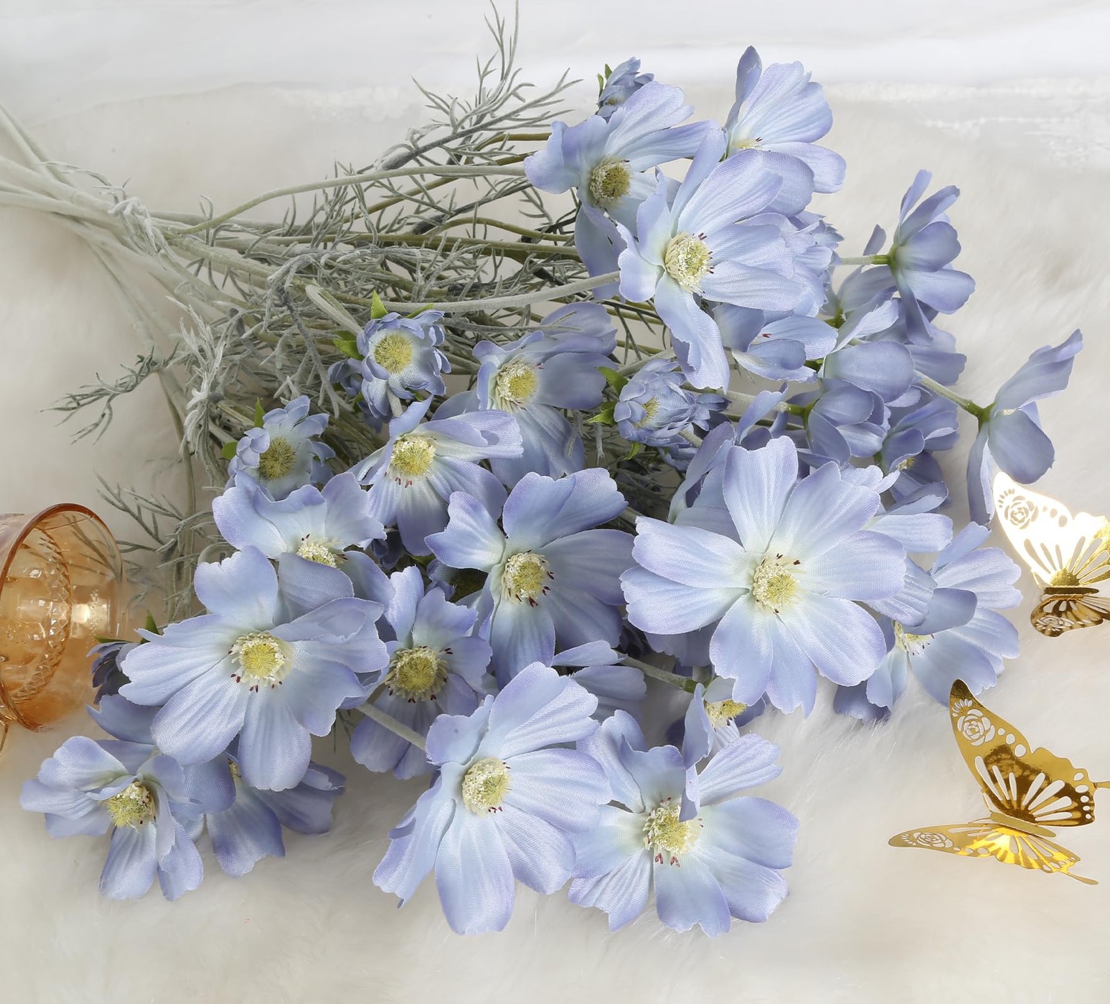 6PCS Daisy Flowers Artificial 24” Blue Flowers Artificial Wildflowers Silk F…