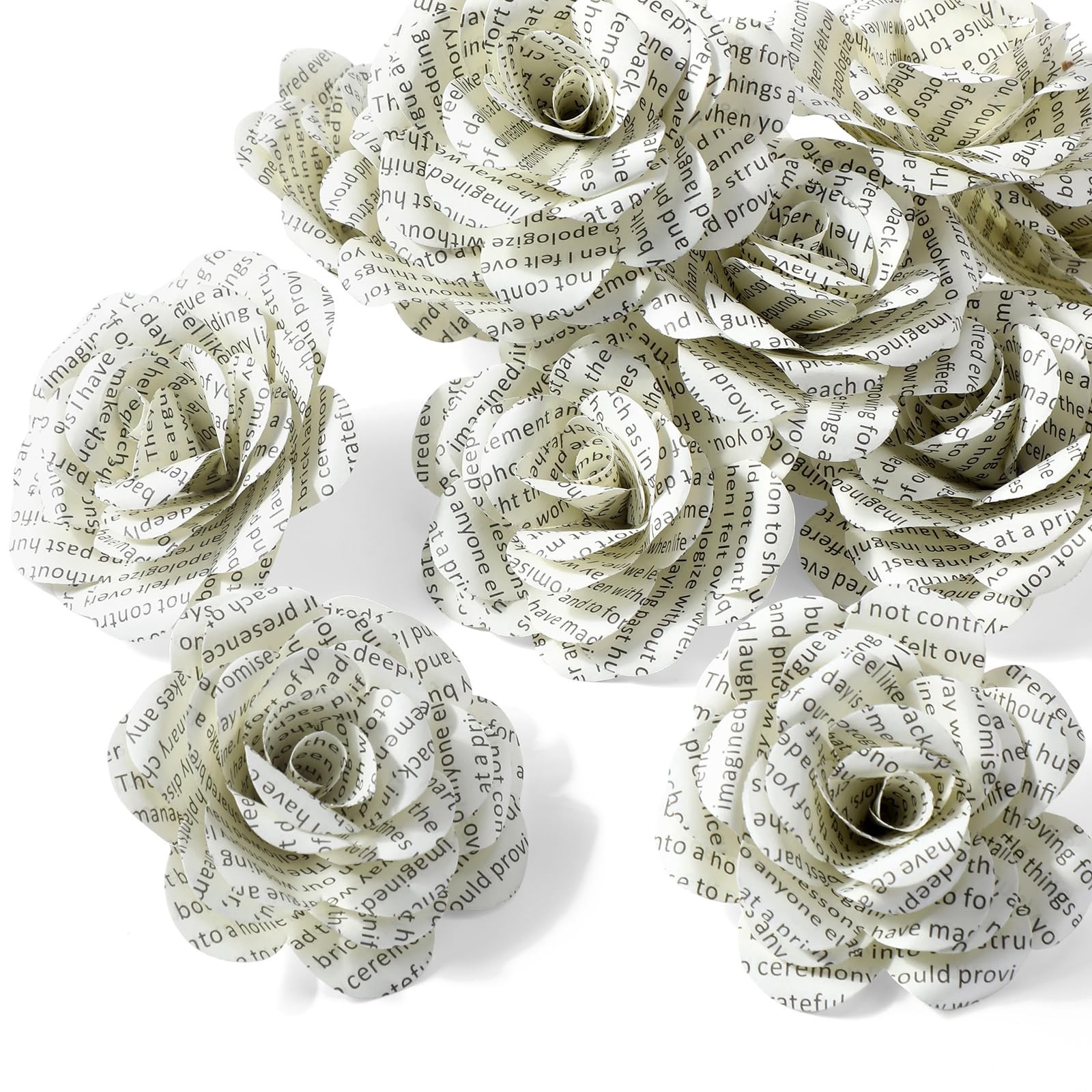 Vivasself 12 Pcs Handmade Rose Paper Flowers, Made from English Book Pages Li…