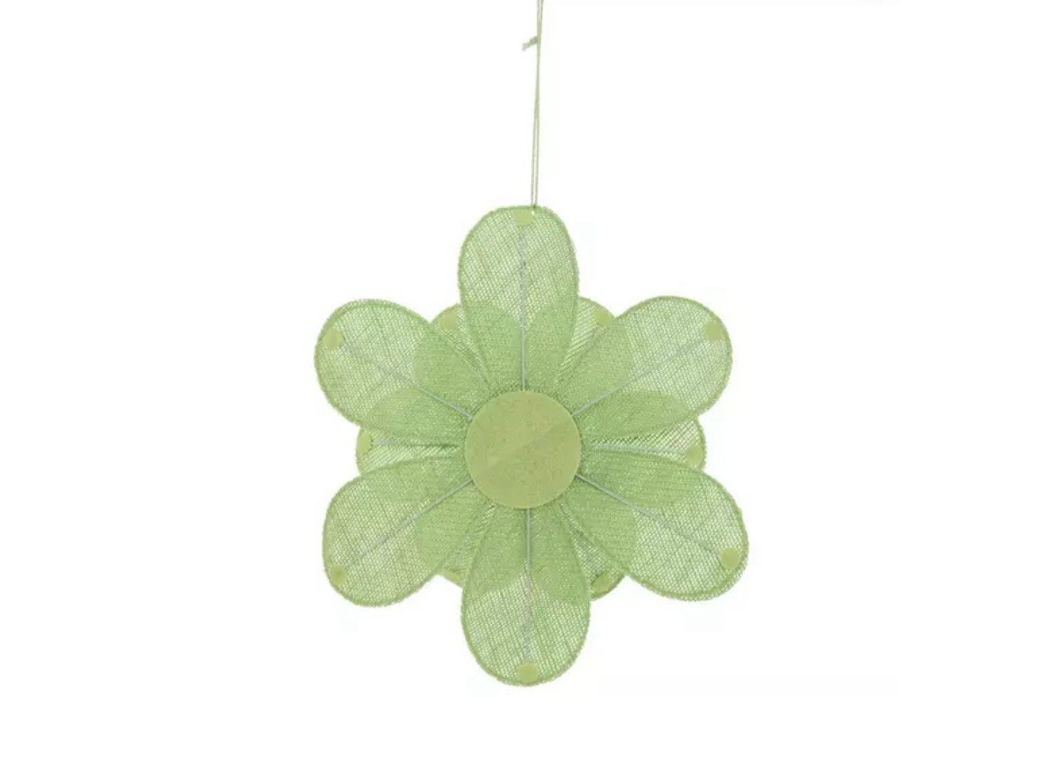 Burlap & Metal 3D Green Flower Home Decor Hanging Wall, Door Or Anywhere New