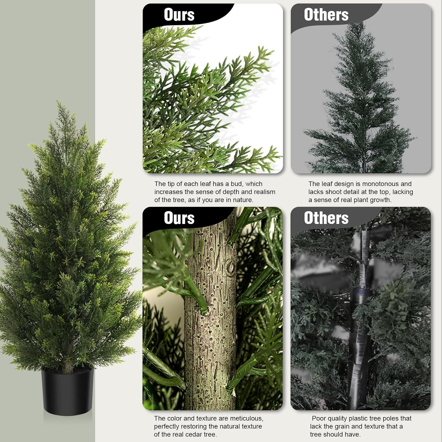 Vitalismo Outdoor Artificial Cedar Topiary Tree, Faux Evergreen Shrubs for Front