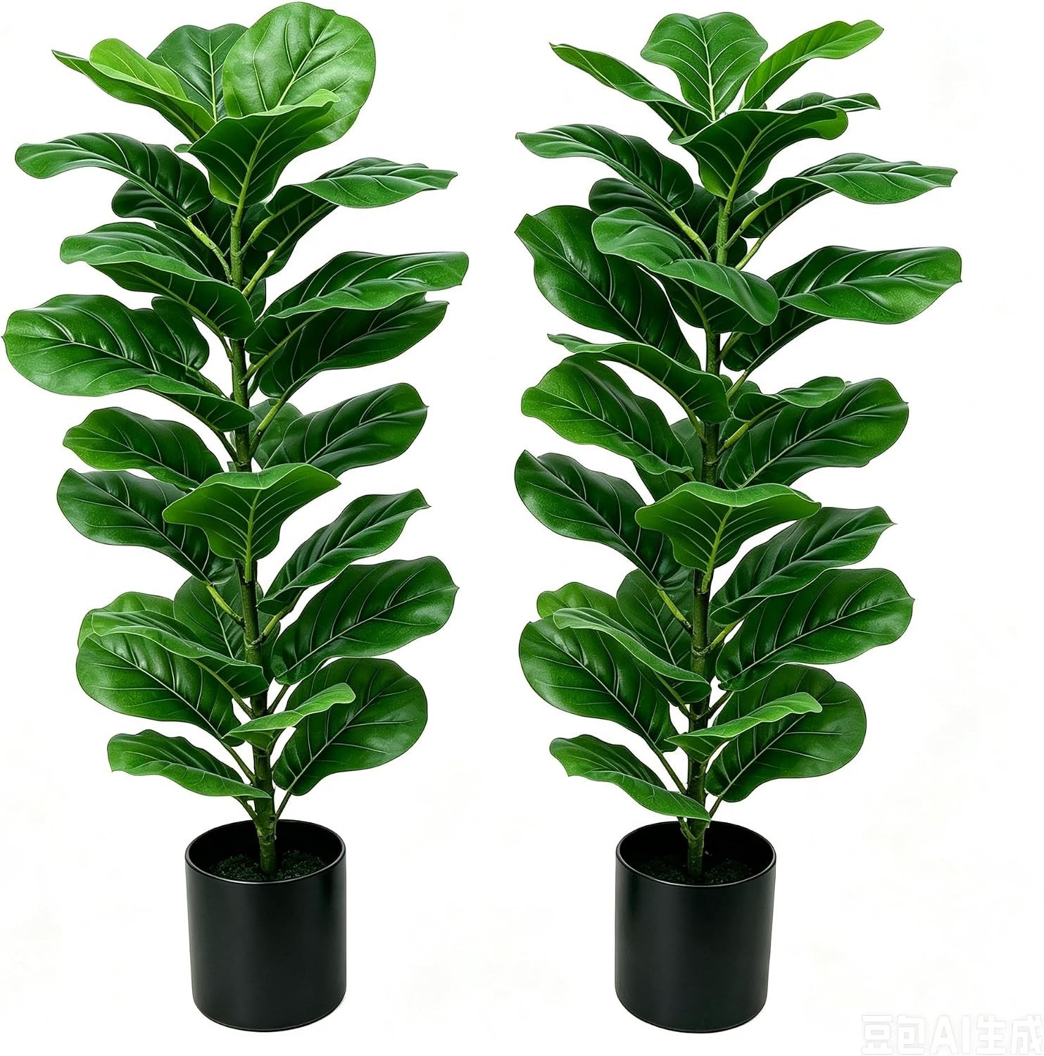 2 Pack Faux Fiddle Leaf Fig Trees, 40In Faux Trees Indoor Floor Plant, Fake Tree