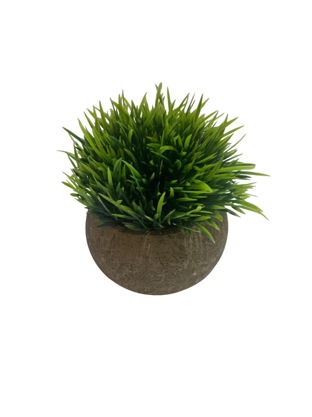 Artificial Green Grass Plant Decorative Faux Shrub Brown Textured Round Pot