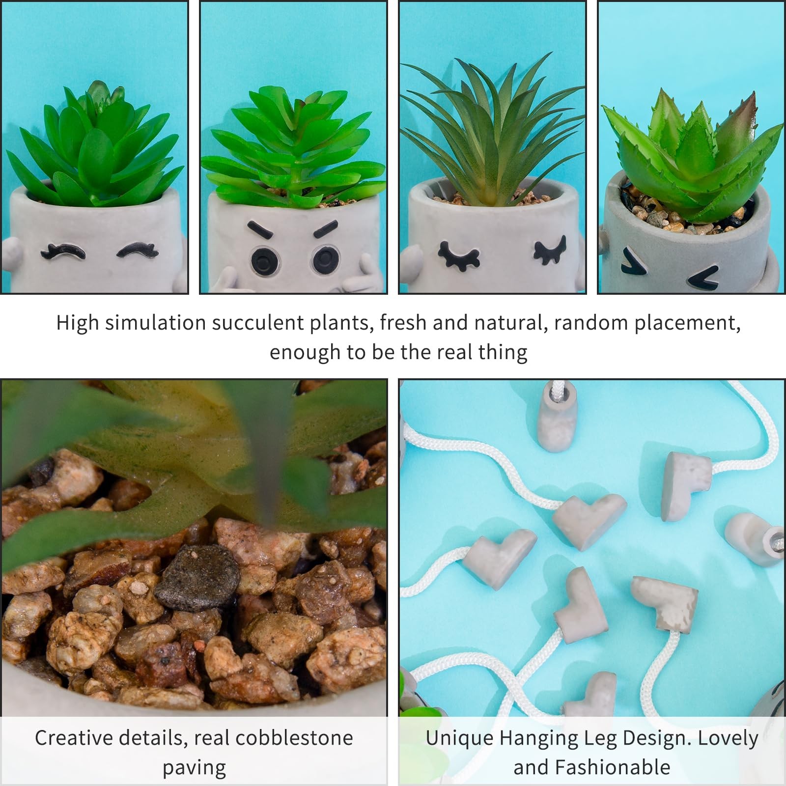 Set Of 4 Small Artificial Succulents Potted Plants Faux Succulents Desk Decorati