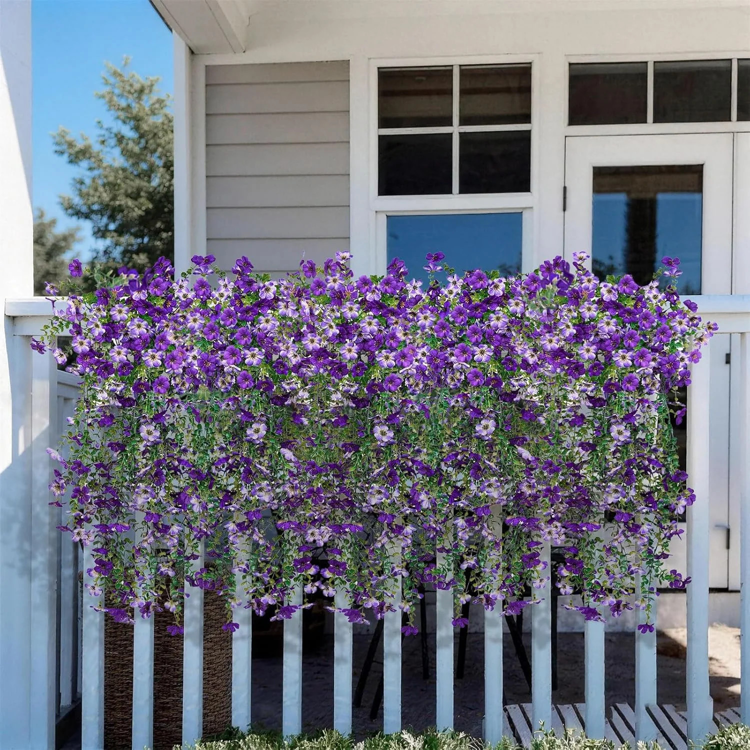 Artificial Hanging Flowers for Outdoors Faux Plants Spring Porch Decor 2 Pcs