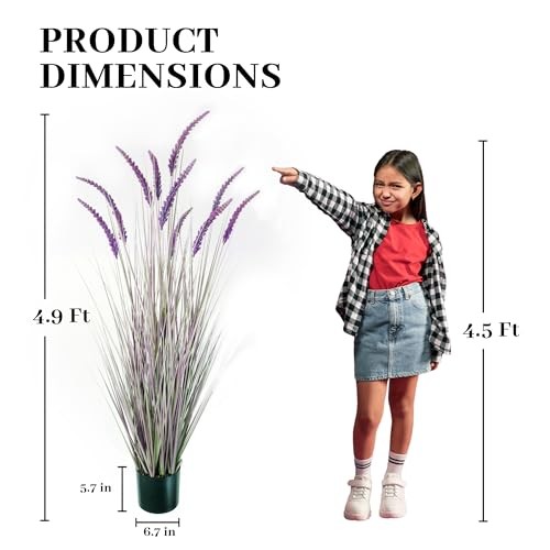 5ft 2-Pack Artificial Veronica Spiked Speedwell Grass, 59in Faux Tall 5FT-2PCS